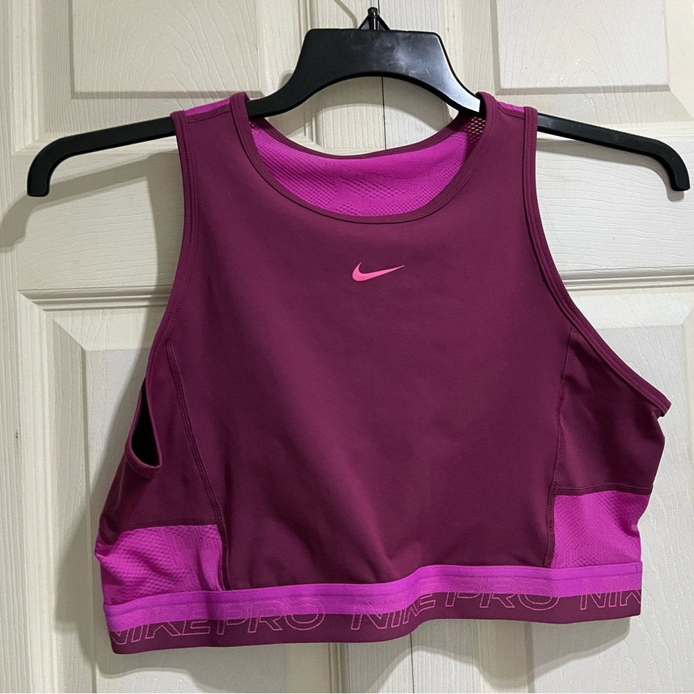 Nike Pro Dri-Fit Cropped Burgundy/Pink Tank Top in Size Large
